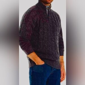 “Weatherproof Vintage” NWT Marled Black Cable Knit Mock Neck Sweater
Size XL